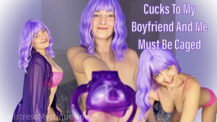Poster for Clips4Sale Star - Cucks To My Boyfriend And Me Must Be Caged - Femdom Chastity - Mistressmystique - Chastitydevices, Femdompov