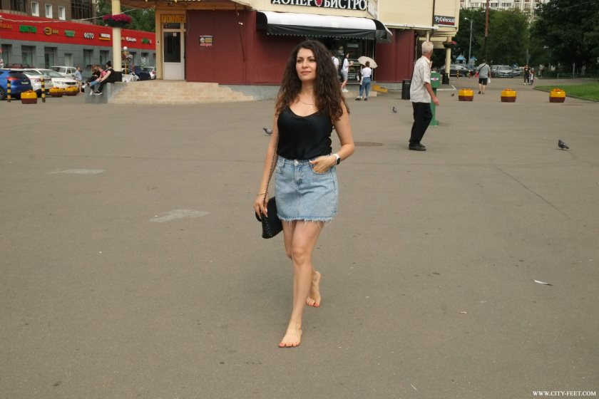 Poster for Clips4Sale Girl - A Barefoot Brunette In A Mini Skirt. Part 2. - Nina - Barefoot In City, Barefoot In Metro, Closeups (Городские Ноги Босиком В Метро)