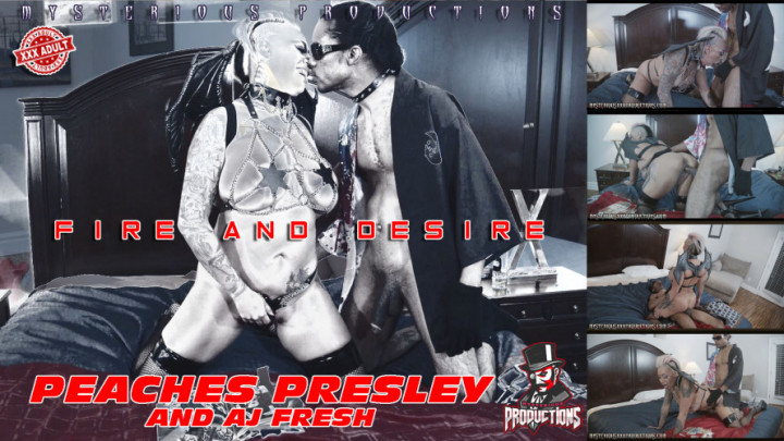 Poster for Fire And Desire - Peaches Presley - May 14, 2021 - Mysterious Prod - Manyvids Star - Cream Pie, Interracial (Кремовый Пирог)