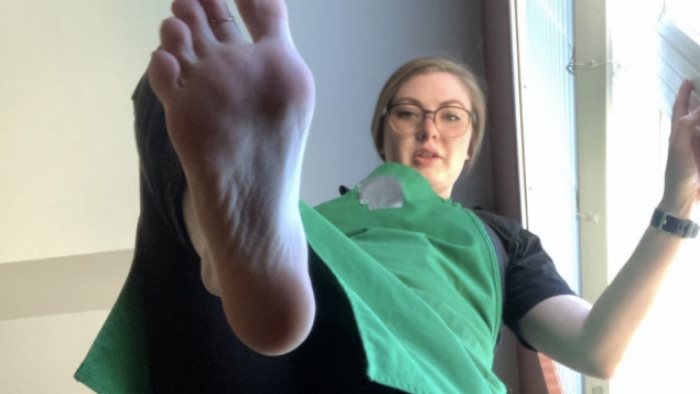 Poster for Freckled Feet - Clips4Sale Model - Unaware Barista Giantess - Barefoot, Footfetish, Sfw (Веснушчатые Ноги Босиком)