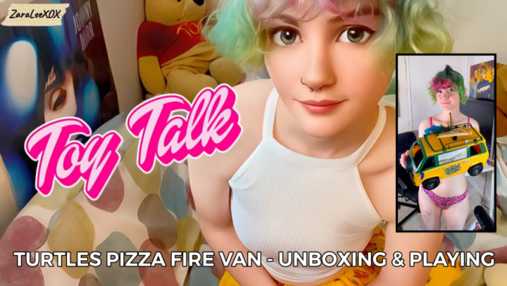 Poster for Toy Talk 2 Zara Lee Unboxes The New Turtles Pizza Van - August 10, 2023 - Zara Lee Xox - Manyvids Star - British, Free, Bra & Panties (Зара Ли Xox Бюстгальтер И Трусики)