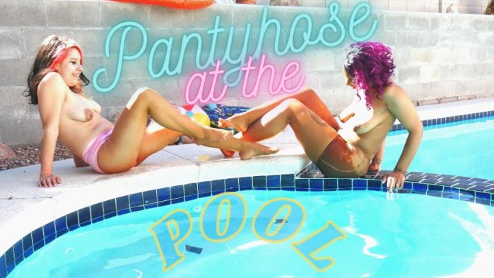 Poster for Clips4Sale Production - Pantyhose At The Pool - Cupcake Sinclair - Pool, Footfetish, Topless (Кекс Синклер Футфетиш)
