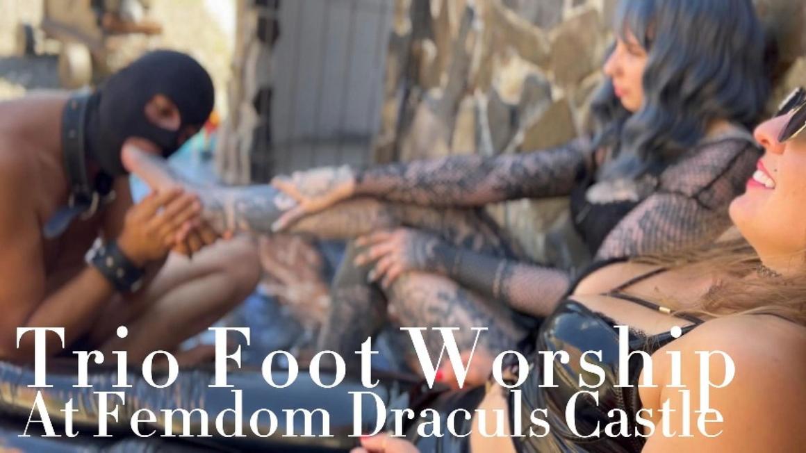 Poster for Manyvids Girl - Blazed Brat - Trio Foot Worship At Dracula Femdom Castle - Foot Licking, Foot Domination (Блейз Брат Доминирование Ног)