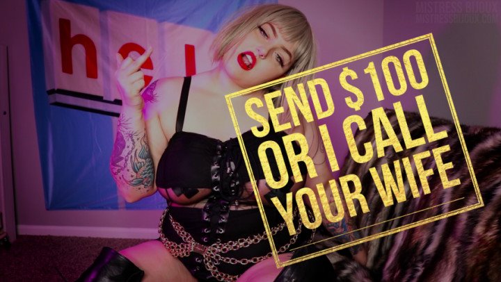 Poster for Manyvids Girl - Mistressbijoux Send 100 Or I Call Your Wife - Mistressbijoux - Blackmail Fantasy, Financial Domination, Home Wrecker (Финансовое Господство)