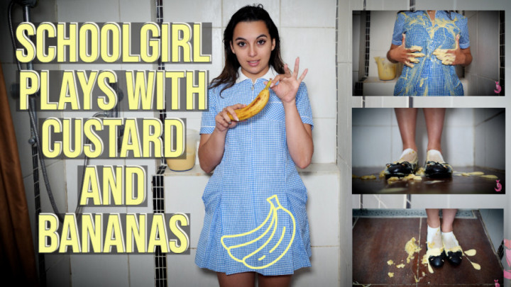 Poster for Schoolgirl Plays With Custard And Bananas - Manyvids Star - Summer Fox - School Girl, Food Sploshing, Wet & Messy (Летняя Лиса Школьница)