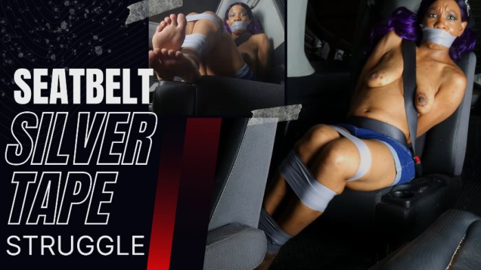 Poster for Seatbelt Silver Tape Struggle - Clips4Sale Star - Cupcake Sinclair - Tapebondage, Bondage, Car (Кекс Синклер Автомобиль)