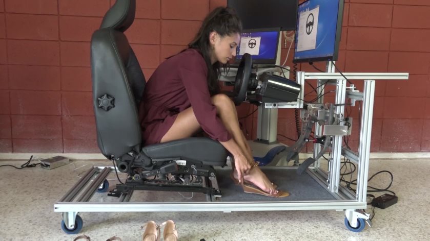 Poster for Ari Parker - The Pedal Laboratory - Ari Evaluates Shoes For Driving In The Simulator (Mp4 - P) - Sandals, Flooring (Лаборатория Педалей Сандалии)