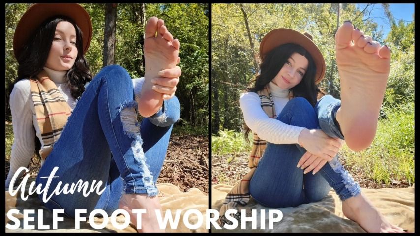 Poster for Autumn Self Worship - November 21, 2022 - Manyvids Model - Thetinyfeettreat - Barefoot, Soles, Toe Sucking (Сосание Пальцев Ног)