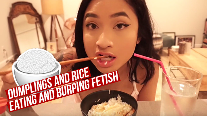 Poster for Manyvids Model - Avery Black - Dumplings & Rice: Eating/Burping Fetish - Food, Petite (Эйвери Блэк Еда)