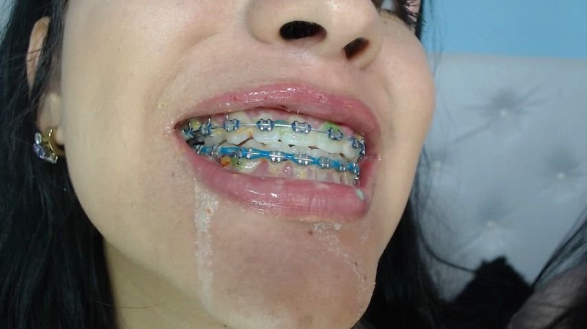 Poster for Manyvids Model - Miaisabella3 Close Up Food Mouth - Mia_Isabella3 - Food Stuffing, Food Sploshing, Braces (My_Isabella3 Брекеты)