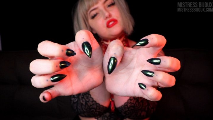 Poster for Manyvids Girl - Mistressbijoux - Mistressbijoux Chrome Green Nails Worship - Long Nails, Hand Fetish (Фетиш Руки)