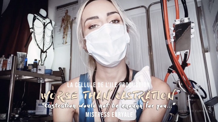 Poster for Mistress Euryale Worse Than Castration - Manyvids Model - Mistress Euryale - Medical Fetish, Sfw (Госпожа Эвриала)
