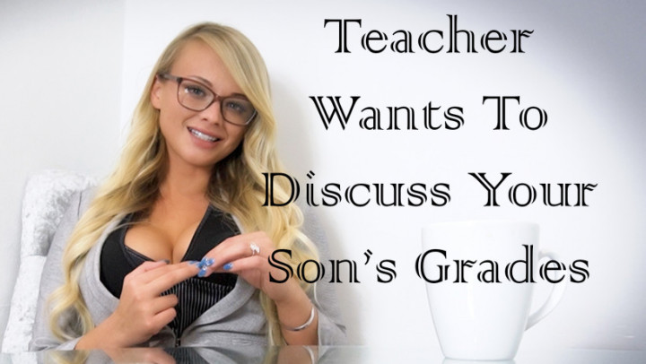 Poster for Teacher Wants To Discuss Son'S Grade - Manyvids Star - Peachyskye - Dildo Fucking, Teacher Fetish (Учительский Фетиш)