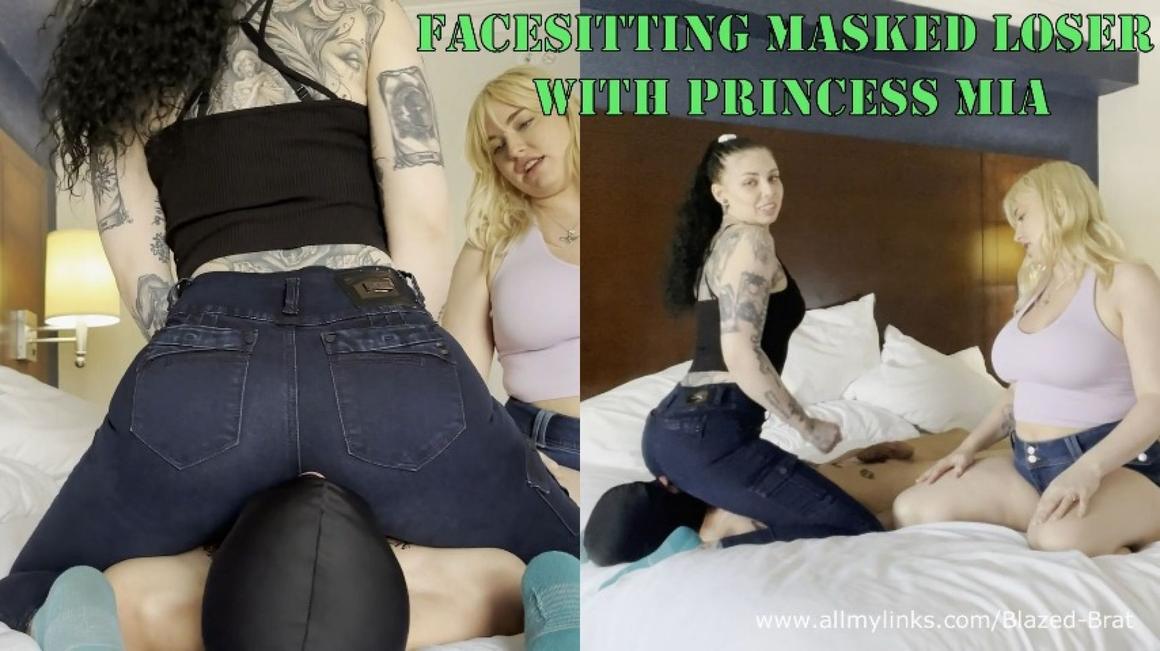 Poster for Manyvids Star - Blazed Brat - Jeans Facesitting Masked Loser  Mirrored Version - Double Domination, Jeans Face Sitting (Блейз Брат Двойное Доминирование)