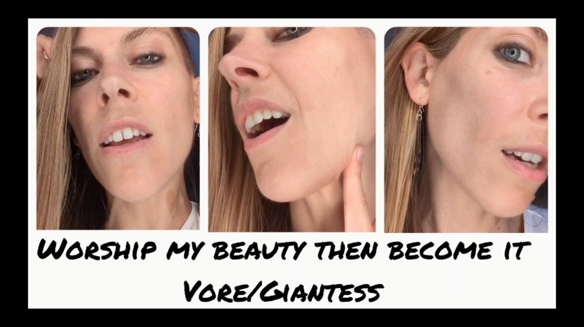 Poster for Worship My Beauty Then Become It - Vore - Manyvids Model - The3Kins - Face Fetish, Mouth Fetish, Giantess (Великанша)