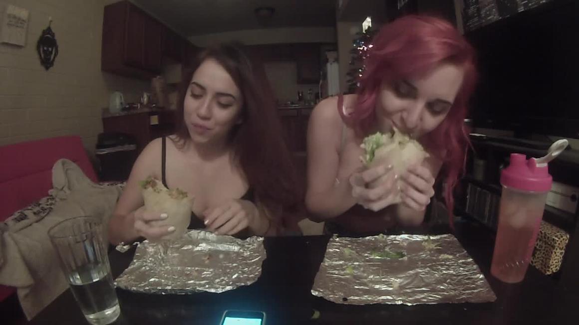 Poster for Harpermadi - 12. Burrito Eating Contest Girl Girl - Manyvids Star - Humor, Lace/Lingerie (Харпермади Юмор)