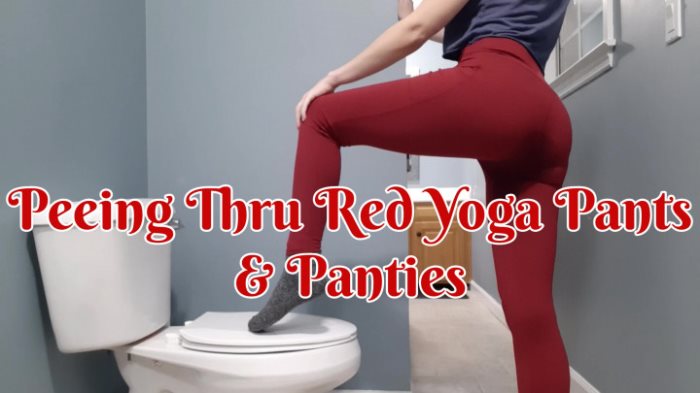Poster for Clips4Sale Model - Peeing Thru Red Yoga Pants & Panties - Sage Eldritch - Toiletfetish, Yogapants, Pantyfetish (Мудрец Элдрич Туалетный Фетиш)