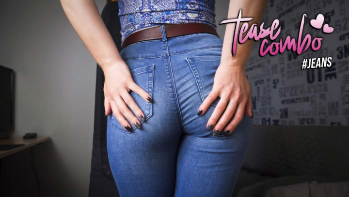 Poster for Teasecombo - Manyvids Star - Blue Jeans Ass Tease In Full Back Panties - Panty Fetish, Tease & Denial (Фетиш В Трусиках)