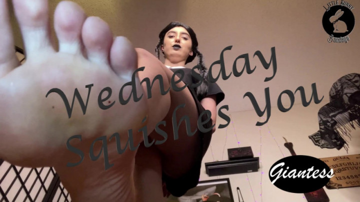 Poster for Littlebunnyb - Manyvids Star - Wednesday Squishes You With Her Foot - May 24, 2022 - Foot Fetish, Giantess (Великанша)