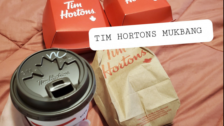 Poster for Tim Hortons Mukbang - December 05, 2020 - Manyvids Model - Alleriamystic - Mukbang, Food Stuffing, Eating (Пищевая Начинка)