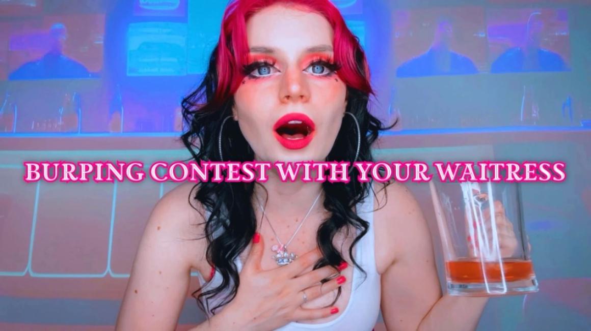 Poster for Burping Contest With Your Waitress - Starry Yume - Manyvids Girl - Mouth Fetish, Big Boobs, Belly Fetish (Звездная Юмэ Фетиш Рта)