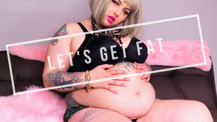 Poster for Mistressbijoux - Mistressbijoux Lets Get Fat - Manyvids Girl - Belly Fetish, Fat, Gaining Weight (Жир)