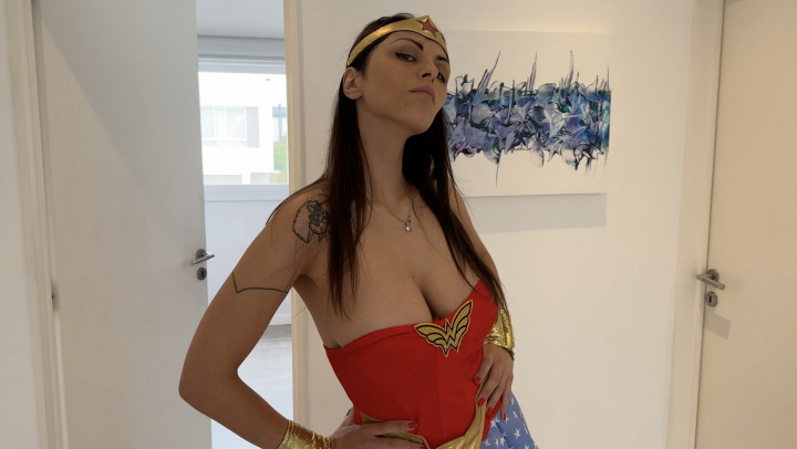 Poster for Wonderwoman Loses Her Powers And Gets Fucked - July 04, 2023 - Nicolebelle - Manyvids Model - Cowgirl, Cum On Tits, Story Telling (Кончить На Сиськи)