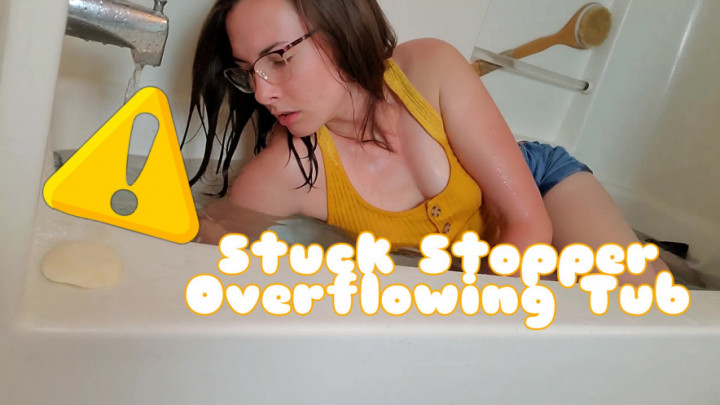 Poster for Miss Malorie Switch - Stuck Stopper Overflowing Tub - Manyvids Model - Wet & Messy, Wet T-Shirt, Sfw (Мисс Мэлори Свитч Мокрая Футболка)