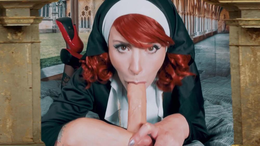 Poster for Nun Tricks Altar Boy Into Fucking - Manyvids Model - Infinity0Whore - Virgin Humiliation, Dildo Riding (Унижение Девственницы)