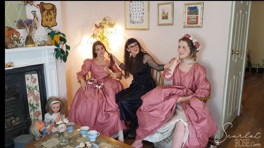 Poster for Dolls' Mesmerizing Tea Party - Manyvids Model - Scarlotrose - Female Domination, Lift & Carry (Женское Доминирование)