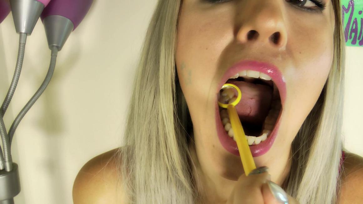 Poster for Manyvids Model - Kendallolsen - Dental Mirror Mouth Inspection - September 27, 2016 - Extreme Close-Ups, Mouth Fetish (Фетиш Рта)