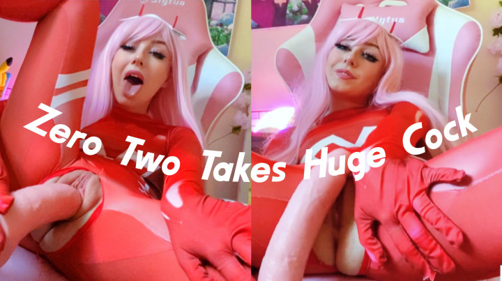 Poster for Mikisayshi - Zero Two Takes Huge Cock - Manyvids Model - Cosplay, Cream Pie, Huge Dildo (Микисайши Кремовый Пирог)