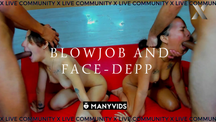 Poster for Friends Destroy The Throat Of Two Sluts - Manyvids Model - Xlivestudio - Facefucking, Blowjob, Deepthroat (Трахаться Лицом)