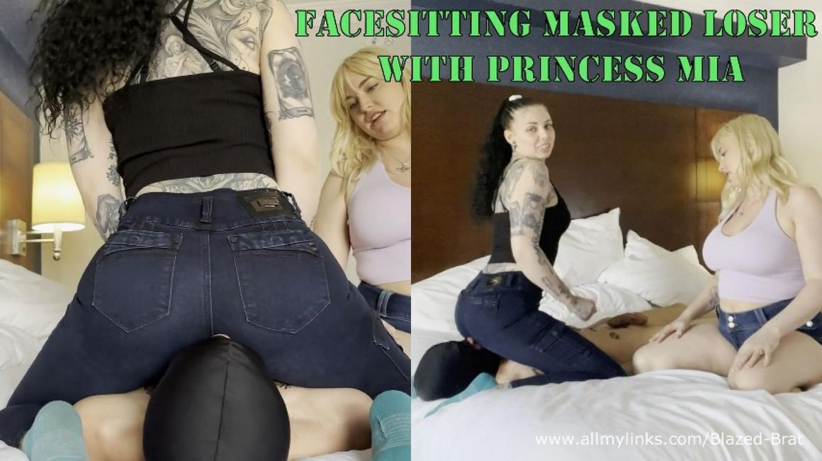 Poster for Manyvids Girl - Jeans Facesitting Masked Loser - Blazed Brat - Face Sitting, Ass Worship (Блейз Брат Поклонение Заднице)