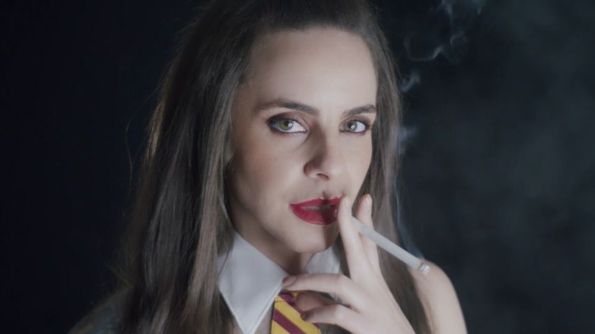 Poster for Manyvids Model - Dani Lynn - Smoking 100S In Sexy Halloween Outfit - Smoking, Brunette (Дэни Линн Брюнетка)