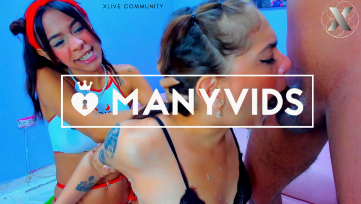 Poster for Mmmm! 2 Bitches Kneel Down To Suck Dick - Xlivestudio - Manyvids Model - Deepthroat, Latina, Facefucking (Глубокая Глотка)