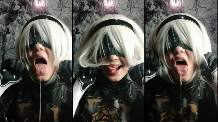 Poster for Nier Automata Cosplay 2B Ahegao Face - Apr 8, 2020 - Manyvids Model - Lil Cosplay Slut - Teens (18+), Silly Sluts (Лил Косплей Шлюха Подростки (18+))