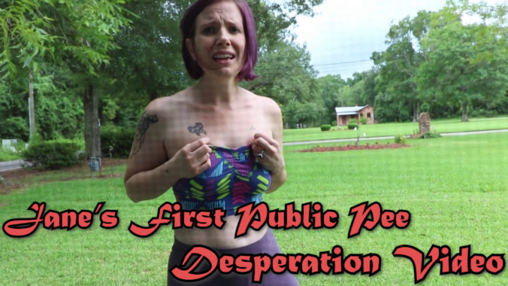 Poster for Janes First Public Pee Desperation Vid - July 11, 2018 - Jane Cane - Manyvids Model - Jeans/Pants Wetting, Toilet Fetish, Pee (Джейн Кейн Писать)