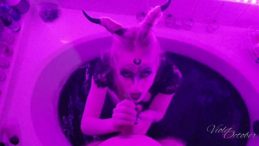 Poster for Manyvids Model - Cocksucking Demon Needs Your Cum - Violetoctober - Pov, Blowjob, Costume (Фиалкаоктябрь На Заказ)