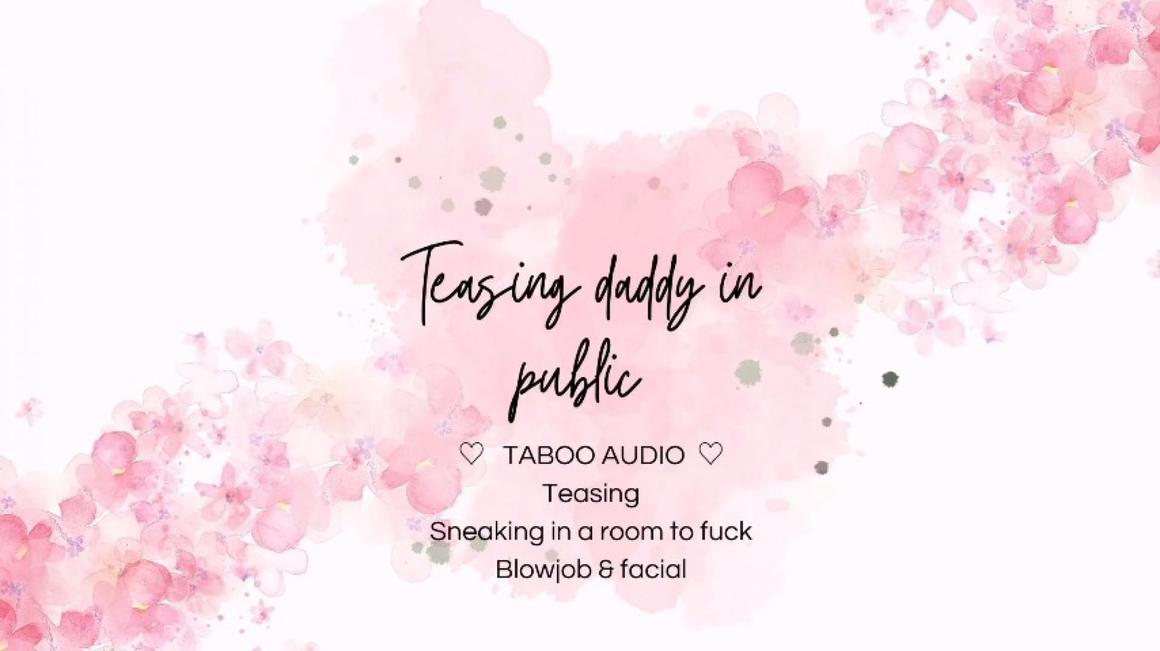 Poster for Teasing Daddy In Public - Manyvids Model - Blondesugar93 - Dirtytalking, Blowjob, Taboo (Минет)