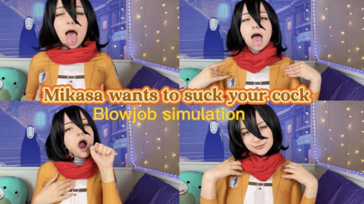 Poster for Mikasa Wants To Suck Your Cock | Blowjob Simulation - Manyvids Star - Dogwife - Cosplay, Anime, Blowjob (Аниме)