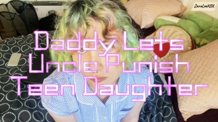 Poster for Zara Lee Xox - Manyvids Star - Daddy Lets Uncle Punish Teen Daughter - Nov 30, 2022 - Taboo, Humiliation, Spanking (Зара Ли Xox Шлепки)