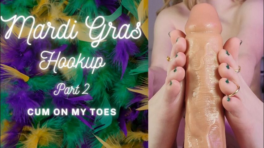 Poster for Thetinyfeettreat - Mardi Gras Hookup Part 2: Cum On My Toes - March 02, 2022 - Manyvids Star - Footjobs, Toe Fetish, Dildos (Фетиш Пальцев Ног)