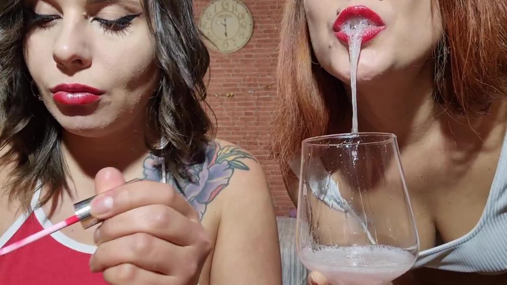 Poster for Wondersgirlsx - Manyvids Model - Gag With Collecting Spit And Cover Faces - Spit Fetish, Lesbians (Лесбиянки)